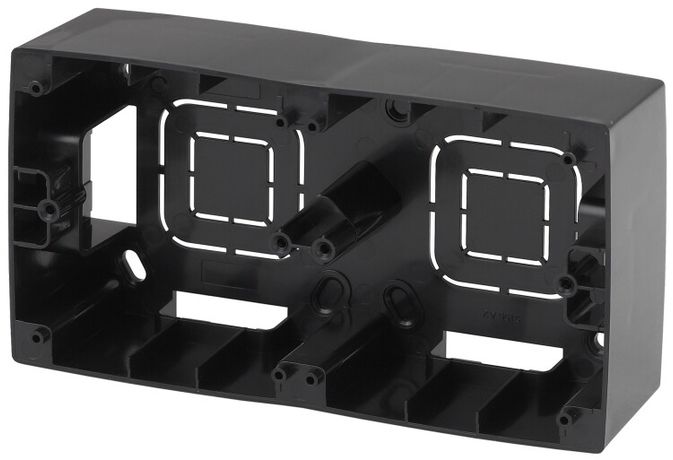 Коробка накладного монтажа 2 поста, Эра12, чёрный (10/100/800) 12-6102-06 - Б0043175
