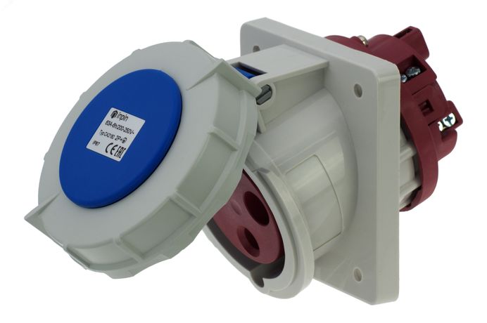 Розетка встраиваемая наклонная 63A/230V/1P+N+E/IP67, фланец 106x110 - 00-00032519 AlpenBox CA2180 AlpenBox арт. 00-00032519