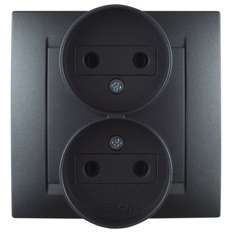 Розетка 2-м СП 15 16А IP20 250В 2х2Р без заземл. графит Simon 1590457-038