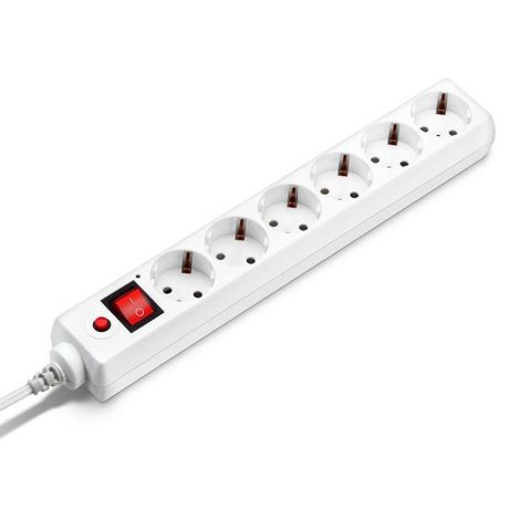 Удлинитель с сетевым фильтром 6х3м заземл. 10А IP20 600SH-3-W 2.2кВт CCA бел. BURO 992266