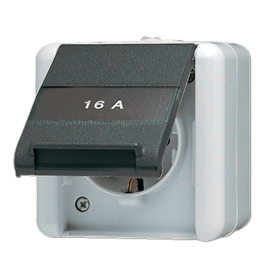 Штепсельная розетка SCHUKO с полем для надписи; накладного монтажа IP44 | 820NAW Jung