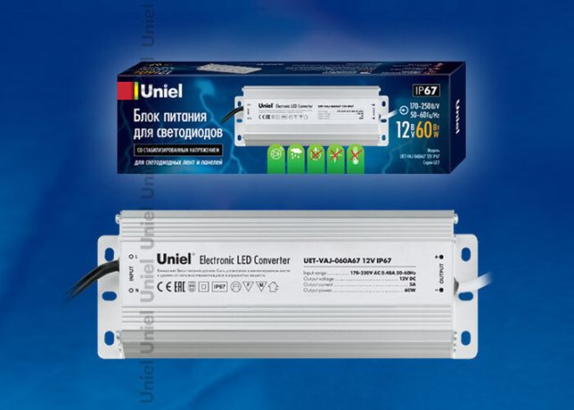 Источник питания UET-VAJ-060A67 12В IP67 Uniel 10588