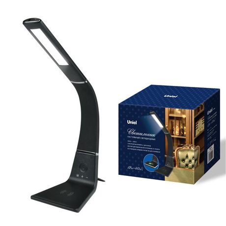 Светильник настольный TLD-565 Black/LED/360Lm/3000-6000K/Dimmer/WR 12W Сенсорный выключатель Диммер Беспроводное зарядное устройство Черный - UL-00006472 Uniel