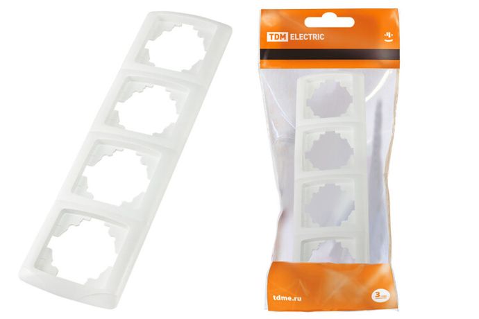 Рамка 4-х постовая горизонтальная белая "Онега" | SQ1805-0026 TDM