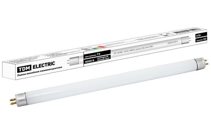 Лампа линейная люминесцентная ЛЛ 6Вт Т5 G5 840 ЛЛ-16 | SQ0355-0015 TDM