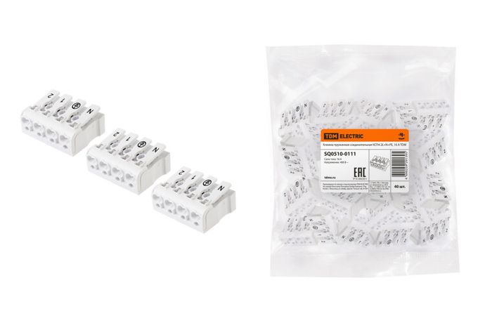 Клемма пружинная соединительная КСП4-2L+N+PE, 16 A | SQ0510-0111 TDM
