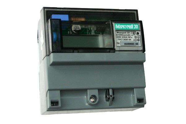 Счетчик Меркурий 201.2 5-60А/220В (1 тар.) ЖКИ (DIN) Инкотекс