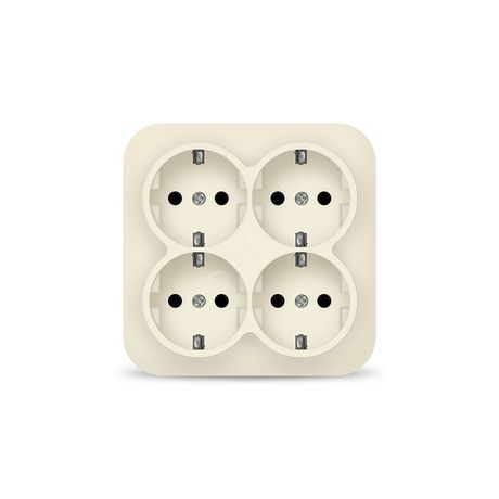 Розетка четырехместная квадратная серия IONICH, с/з, о/у, 16А, 220В, слоновая кость (ivory) - 1454 Союз