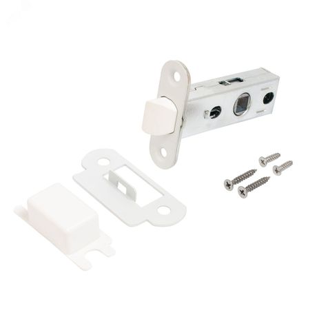 Защёлка АЛЛЮР АРТ L45-8-PR18 W матовый белый пластик овал.торц.планка18мм б/ручек - 14540 ПТК