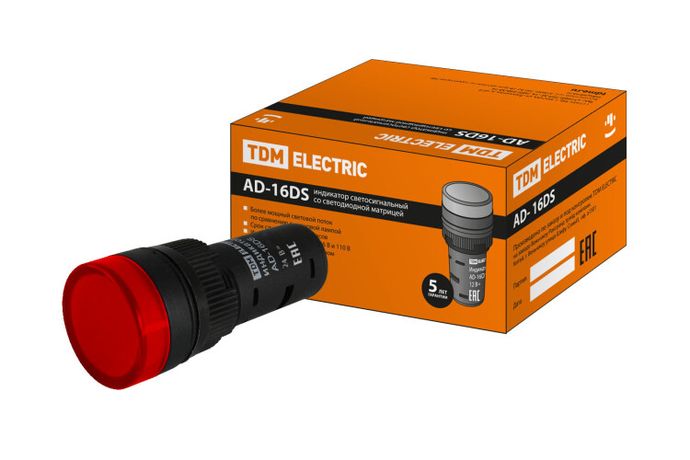 Лампа AD-16DS(LED)матрица d16мм красный 24В AC/DC | SQ0702-0056 TDM