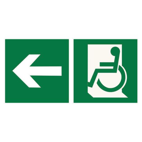 Знак безопасности BL-4020.E72"Напр. движения к эвакуац. выходу МГН налево" | a20258 Белый свет BS