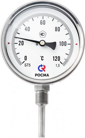 Термометр биметаллический радиальный БТ-52.220 0-100С 1/2' 150 кл.1,5 - 00000010600 РОСМА