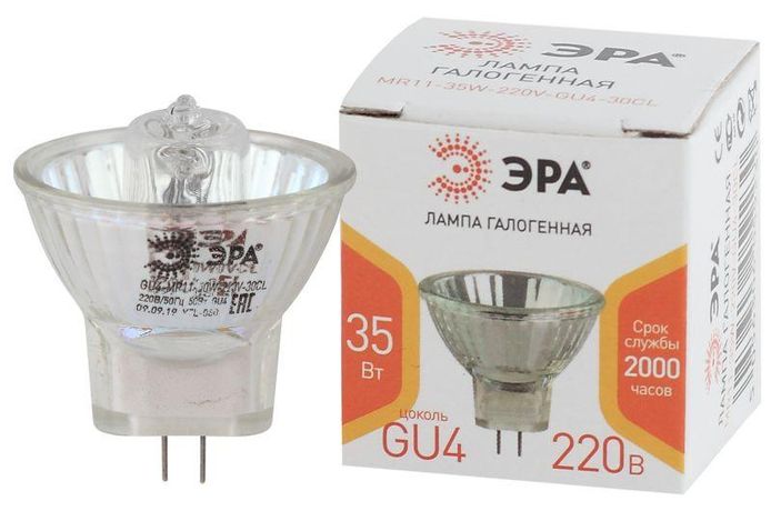Лампа светодиодная GU4-MR11-35W-220V-30 CL (галоген софит 35Вт нейтр GU4). (10/300/12000) - Б0044094 ЭРА
