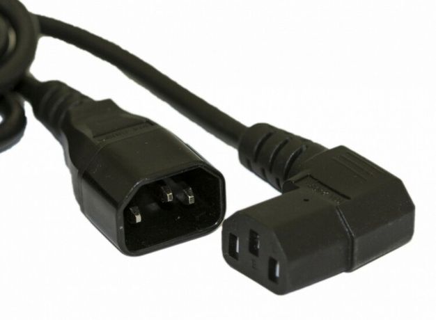Кабель питания PWC-IEC13A-IEC14-1.8-BK монитор-компьютер IEC 320 C13 (угловая)-IEC C14 (3х0.75) 10А прямая вилка 1.8м черн. Hyperline 432091