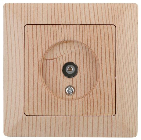 Розетка телевизионная одиночная TV 1-м СП Solo 4-301-11 сосна Intro Б0043374 ЭРА