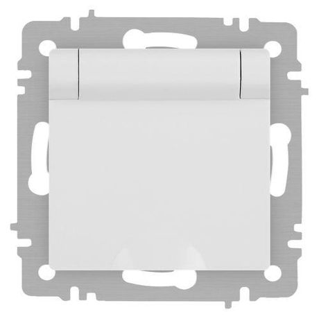 Розетка однофазная скрытого монтажа, в рамку с заземлением без шторок белый матовый крышкой 16А 250В IP20 винтовые зажимы 6-203-01М Intro Accent - Б0063713 ЭРА