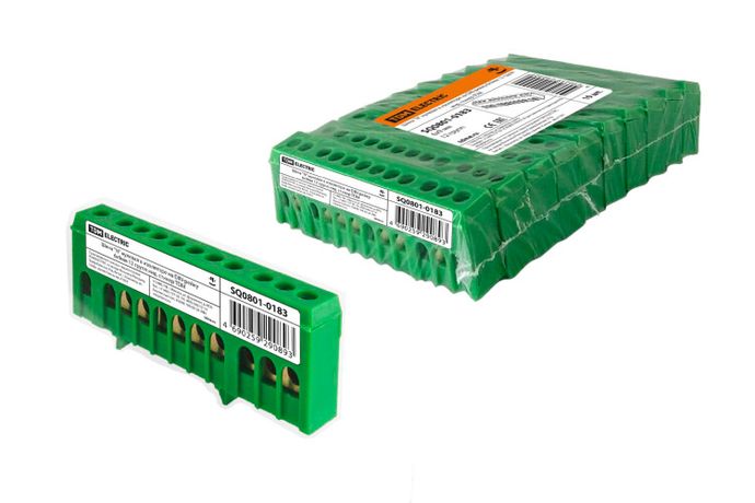 Шина "N" нулевая в изоляторе на DIN-рейку 6x9мм 12 групп инд. стикер | SQ0801-0183 TDM