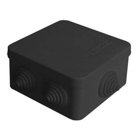 Коробка распределительная ОП 84х84х45мм IP54 7 выходов 3 гермоввода крышка защелкивающаяся материал - полипропилен черн. Epplast 120075 Электропромпласт