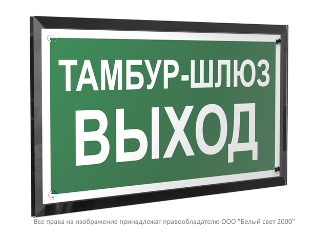 Знак безопасности PT-32178-Black.E42 "Тамбур-шлюз выход " Белый свет a32725 BS