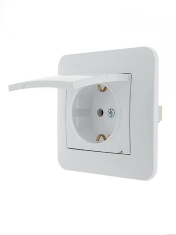 Розетка 1-м СП Karina с заземл. крышкой термопласт механизм бел. LEZARD 707-0288-123B