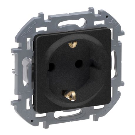 Розетка 1-м СП Inspiria 16А IP20 250В 2P+E защ. шторки немецк. стандарт механизм антрацит IEK 673733 Legrand
