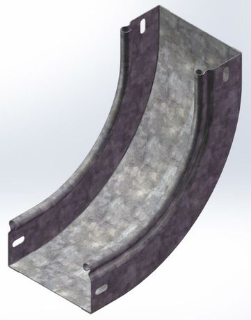 Угол внутренний плавный 90 град. к лотку 100х80, толщ. 0,7 мм, Сендзимир цинк, 035418 | УВНТП90-100х80-0,7-R100-СЦ Ostec УВНТп-100х80