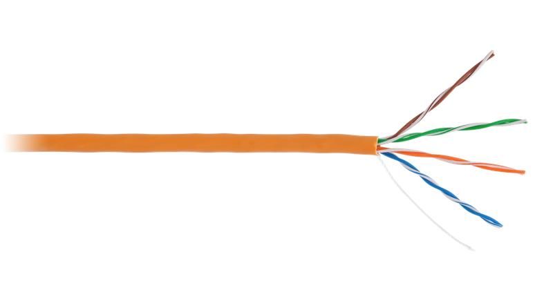 Кабель U/UTP кат.5E (класс D) 4 пары 100МГц ОЖ BC чистая медь внутр. LSZH нг(В)-HF оранж. (уп.100м) NETLAN EC-UU004-5E-LSZH-OR-1