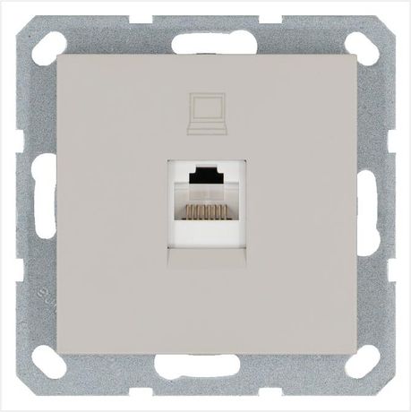 Розетка компьютерная 1-м RJ45 IP20 кат. 5E механизм тауп Jasmart G6105T