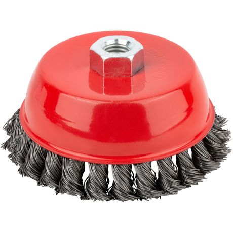 Корщетка чашечная гайка М14 стальная витая проволока 125мм КУРС 39044