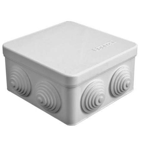 Коробка распределительная ОП 105х105х56мм IP54 7 выходов 4 гермоввода крышка защелкивающаяся сер. Epplast 100012 Электропромпласт