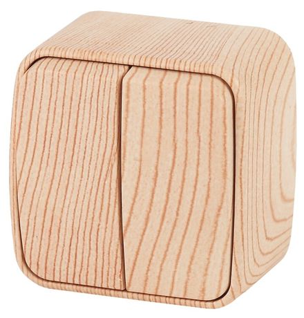 Выключатель двухклавишный наружный (открытой установки) сосна 10А 250В Intro Polo 3-104-11 - Б0053541 ЭРА