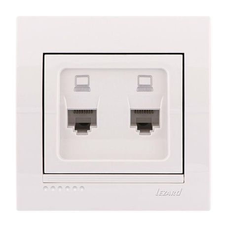 Розетка компьютерная 2-м СП Deriy RJ45 бел. LEZARD 702-0202-141