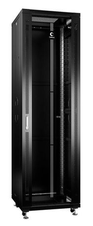 Шкаф монтажный телекоммуникационный напольный SH-05C-42U60/100-BK 19дюйм для распред. и серверн. оборудования 42U 600х1000х2055мм передн. стеклян. задн. сплошн. метал. двери ручка с замком черн. (RAL 9004) Cabeus 8544c