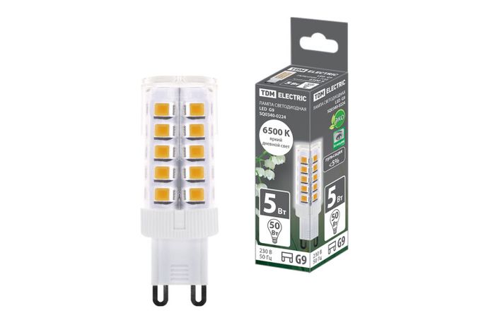 Лампа светодиодная G9-5 Вт-230 В-6500 К, SMD, 16x49 мм | SQ0340-0224 TDM