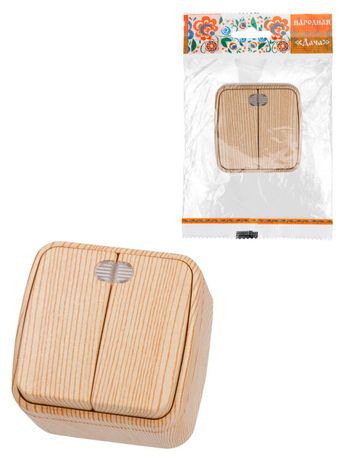 Выключатель 2-кл. открытой установки с подсветкой IP20 10А, сосна "Дача" Народная | SQ1824-0054 TDM