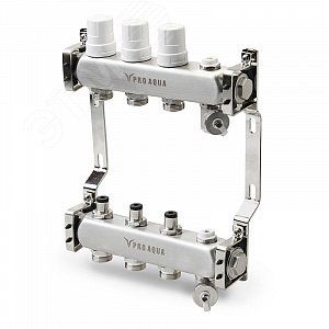 Блок коллекторный с регулировочными клапанами 9 выходов, 530 мм, 1 x 3/4 - R510MB.09 PRO AQUA