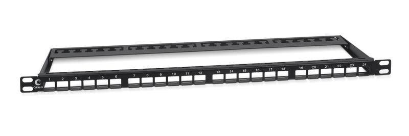 Модульная патч-панель высокой плотности 19" (0,5U) 24 порта для неэкранированных модулей с задним кабельным организатором (без Cabeus PLBHD-24-0,5U 9662c