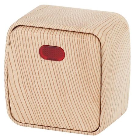 Выключатель одноклавишный наружный (открытой установки) с подсветкой сосна 10А 250В винтовые зажимы Intro Polo 3-102-11 - Б0036103 ЭРА