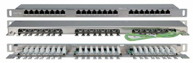 Патч-панель PPHD-19-24-8P8C-C5E-SH-110D высокой плотности 19", 0.5U, 24 порта RJ-45, категория 5E, Dual IDC, экранированная | 244077 Hyperline