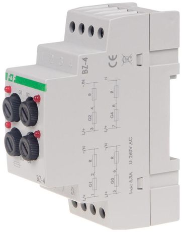 Блок защиты BZ-4 4 предохранителя для монтажа на DIN-рейке индикатор срабатывания 230В AC 0.5-6.3А F&F EA09.001.004 Евроавтоматика