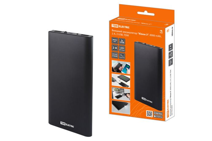 Аккумулятор внешний "Юкон 3", 8000 mAh, 2 А, USB, | SQ1703-0003 TDM