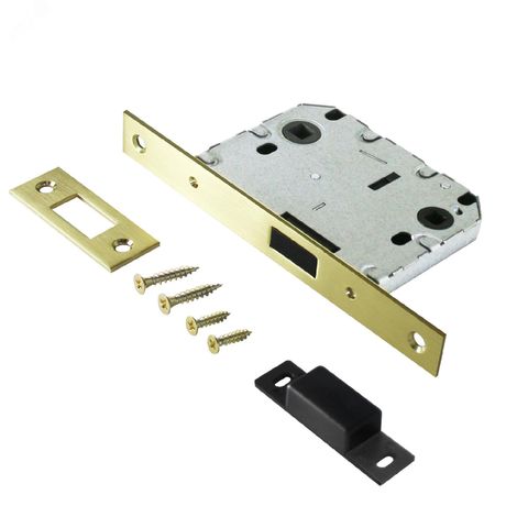 Защелка врезная универсальная без ручек для деревянных межкомнатных дверей, АЛЛЮР АРТ L7050-MS SB золото матовое - 11552 ПТК