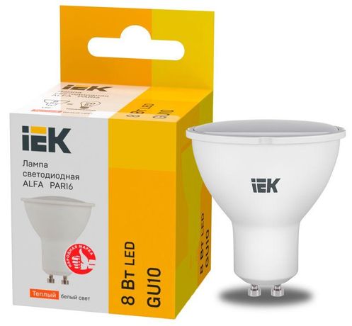 Лампа светодиодная ALFA PAR16 софит 8Вт 230В 3000К GU10 (6шт) | LLA-PAR16-8-230-3-GU10-6 IEK