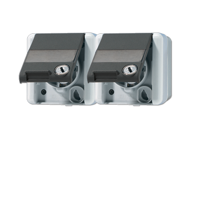 Двойная горизонтальная SCHUKO-розетка 16A 250V~ с полем для надписи IP44| 8220NAWSL |Jung