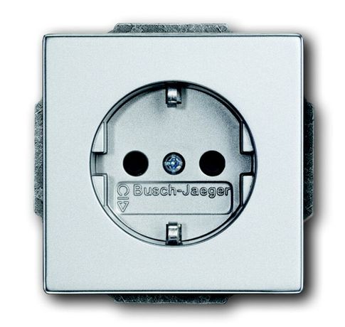 Розетка SCHUKO 16А 250В, серия solo/future, цвет серебристо-алюминиевый | 2011-0-6213 2CKA002011A6213 ABB