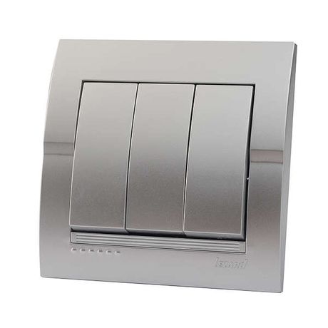 Выключатель 3-кл. СП Дери тройной/двойной серебр. метал. Lezard 702-2828-109