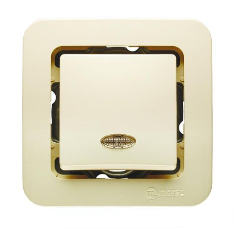 Выключатель 1-кл. СП Lillium 10А IP20 без вставки с подсветкой крем. Makel 71221