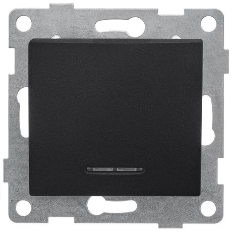 Выключатель одноклавишный Bravo инд, механизм, 10А, 250В, графит - С10В18-010 GUSI
