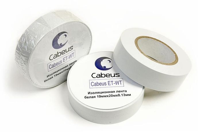 Лента изоляционная ET-WT 19ммх20мх0.13мм бел. Cabeus 7414с 7414c