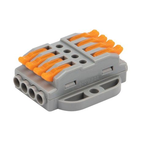 Клемма строительно-монтажная СМК проходная 222-424P 4п 0.08-4кв.мм с монтажной площадкой сер. (блист.5шт) Rexant 07-6264-5 MEET